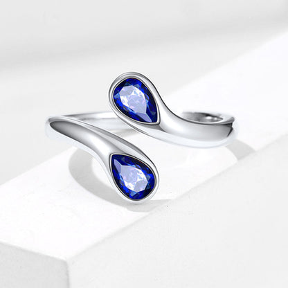 925 Sterling Silver Birthstone Adjustable Ring Toi Et Moi Promise Ring for Her