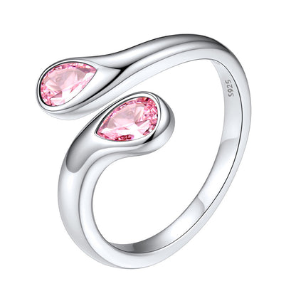 925 Sterling Silver Birthstone Adjustable Ring Toi Et Moi Promise Ring for Her