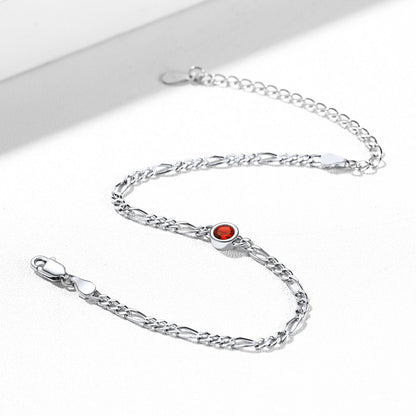 Sterling Silver 3mm Thin Chain Birthstone Bracelets for