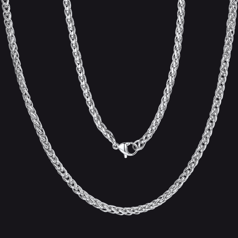 Spiga Wheat Chain Stainless Steel Link Necklace for