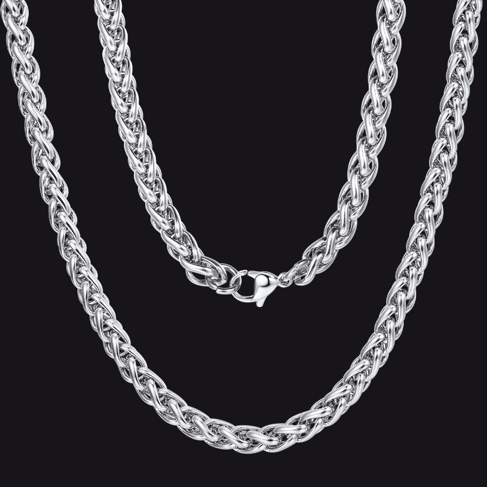 Spiga Wheat Chain Stainless Steel Link Necklace for
