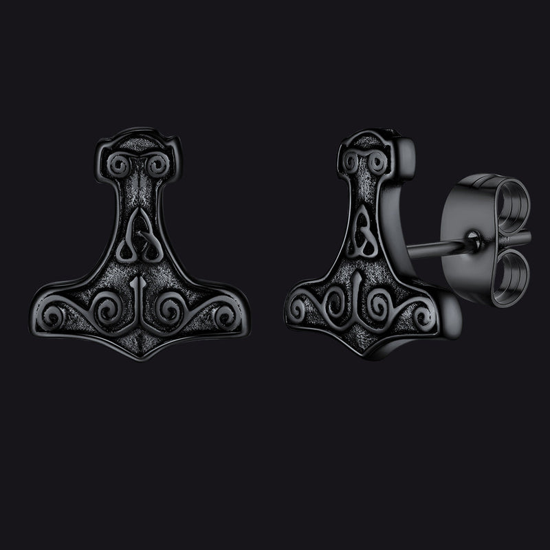 Viking Thor's Hammer Stud Earrings Amulet Jewelry for