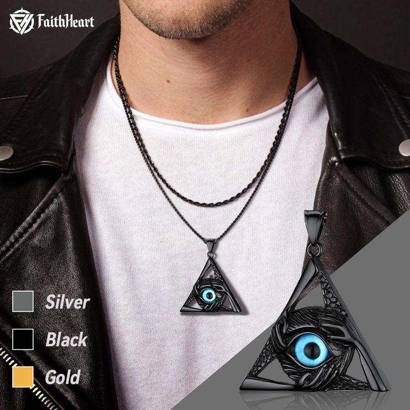 Triangle Third Evil Eye Necklace All-seeing Pendant