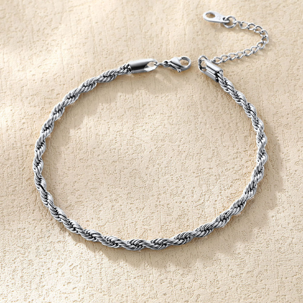 Stainless Steel Twisted Rope Chain Ankle Bracelet for Gift for Mom