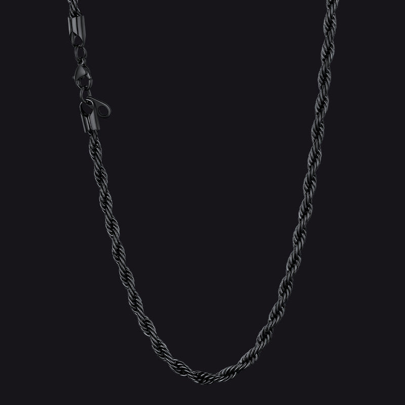 Twisted Rope Chain Stainless Steel Link Necklace for