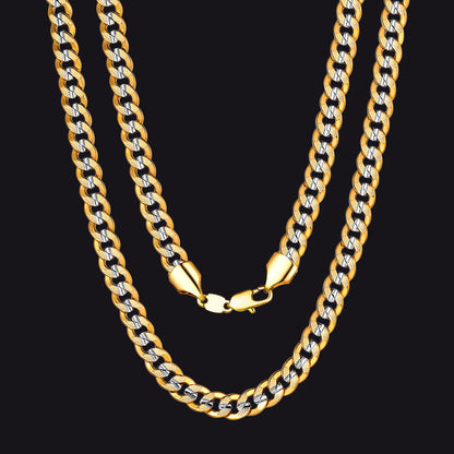 Two-tone Cuban Chain Necklace for , 6mm/10mm Width
