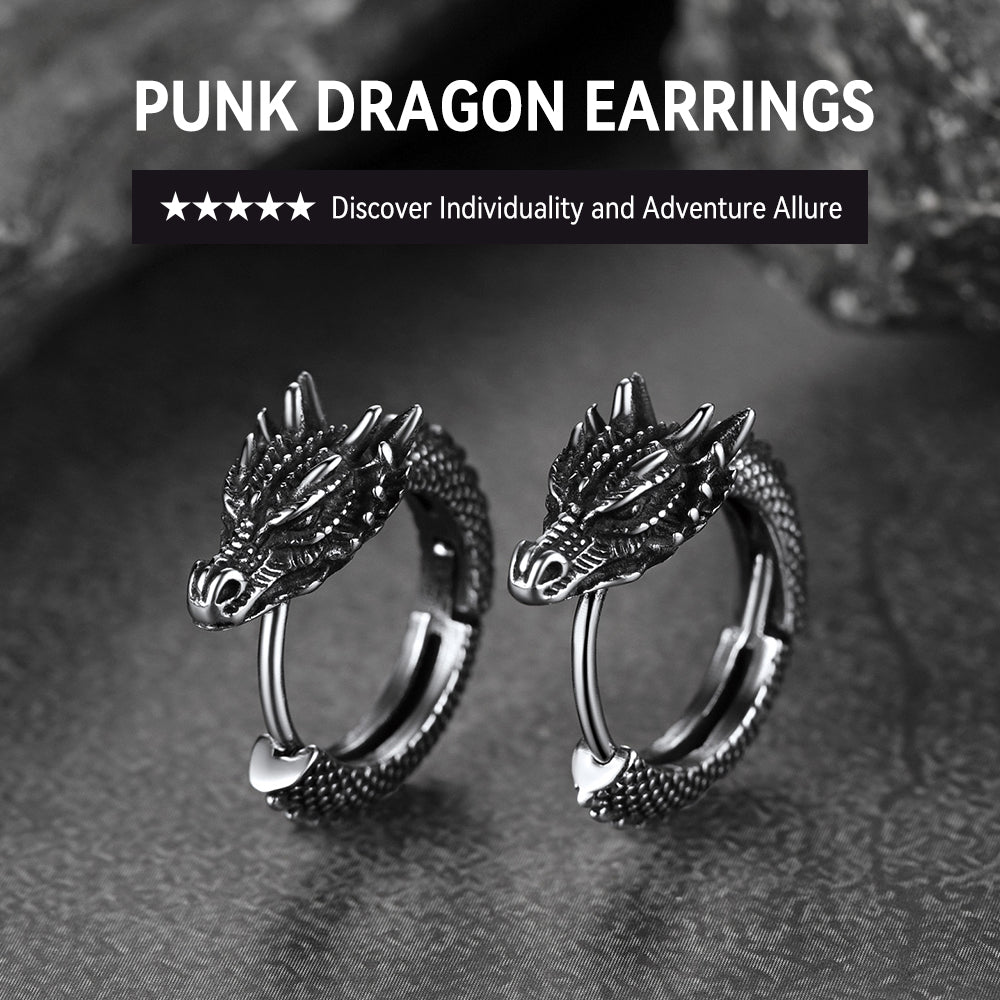 Punk Small Dragon Hoop Earrings for