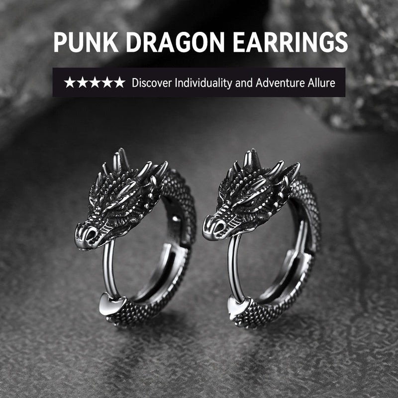 Punk Small Dragon Hoop Earrings for