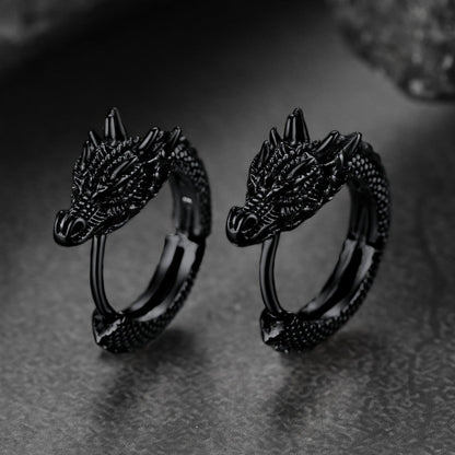 Punk Small Dragon Hoop Earrings for