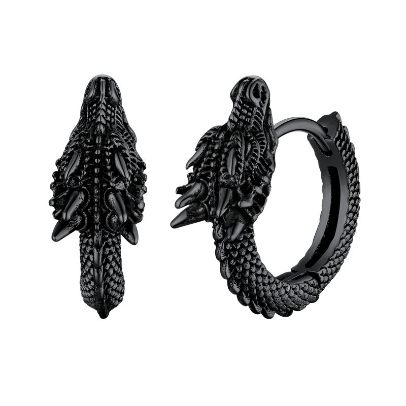 Punk Small Dragon Hoop Earrings for
