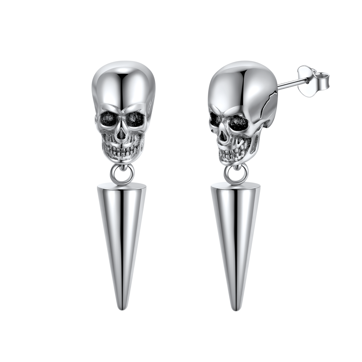 Flash Punk Spike Skull Earrings for
