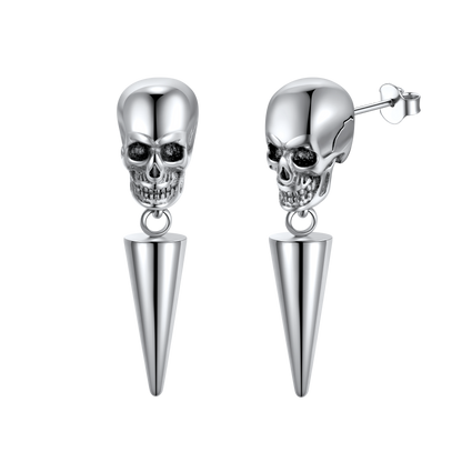 Flash Punk Spike Skull Earrings for