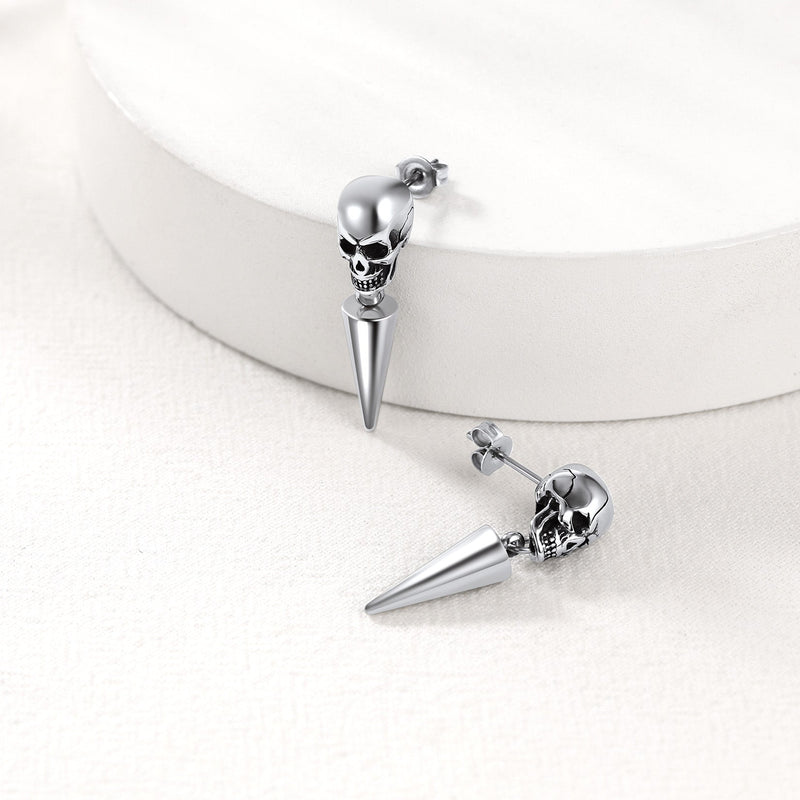 Flash Punk Spike Skull Earrings for