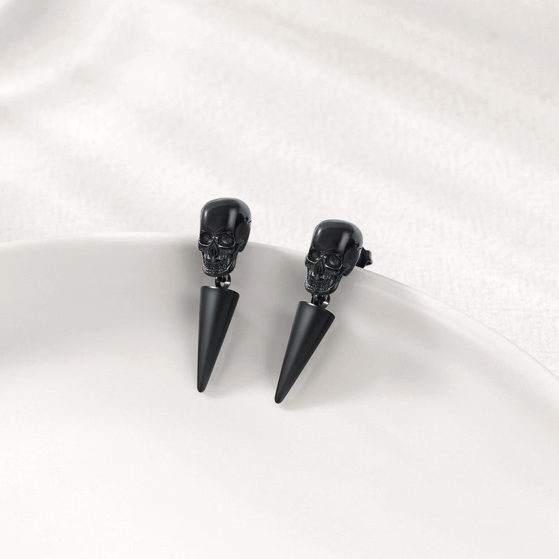 Flash Punk Spike Skull Earrings for