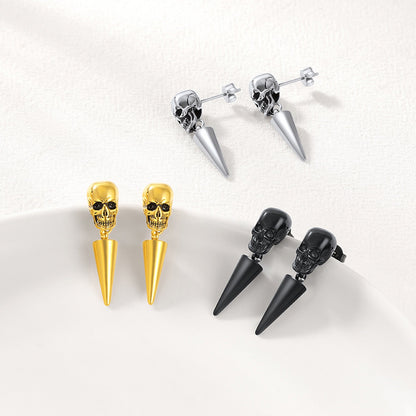 Flash Punk Spike Skull Earrings for