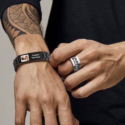 Customized Bar Watch Strap Chain Bracelet With Picture for