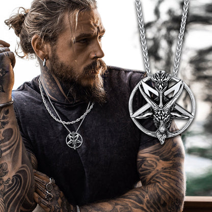 Satanic Baphomet Goat Pentagram Necklace