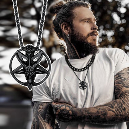 Satanic Baphomet Goat Pentagram Necklace