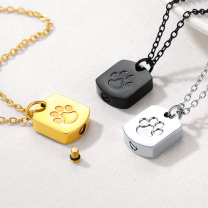 Custom Cremation Pet Feet Urn Dog Tag Necklace for Ashes