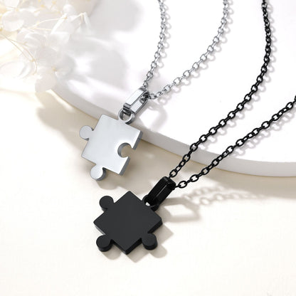 Custom Puzzle Matching Necklaces for Couple Mom Daughter 2pcs