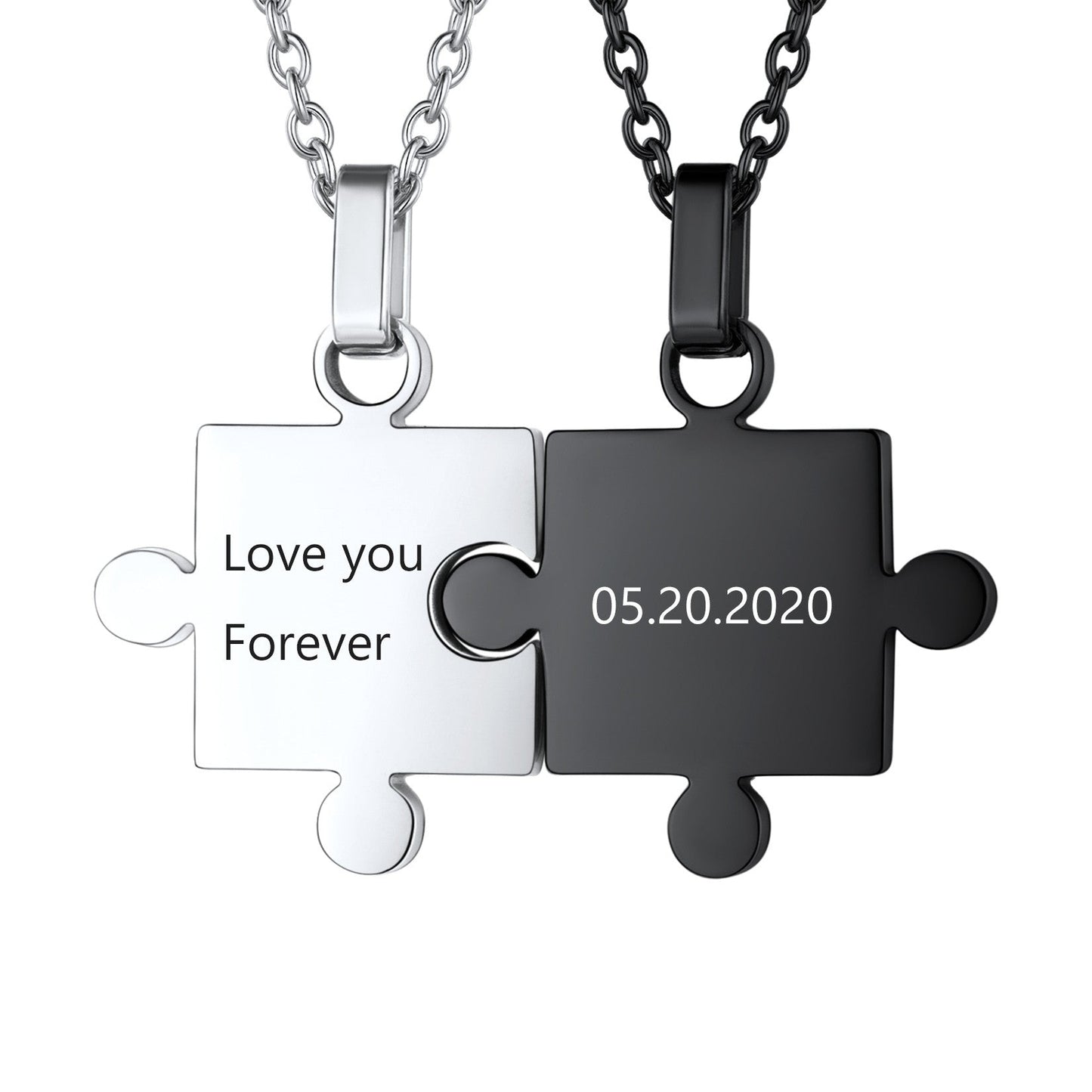 Custom Puzzle Matching Necklaces for Couple Mom Daughter 2pcs