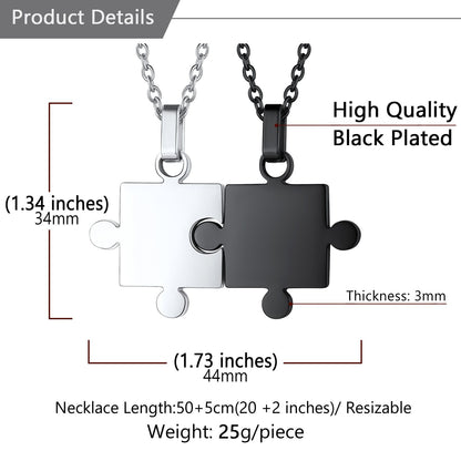 Custom Puzzle Matching Necklaces for Couple Mom Daughter 2pcs