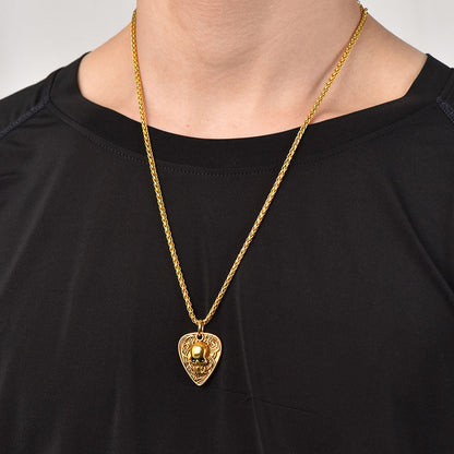 Punk Skull Guitar Pick Pendant Necklace for