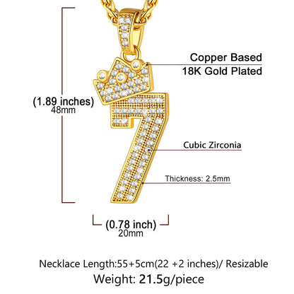 Bling Crown Diamond Number Necklace for