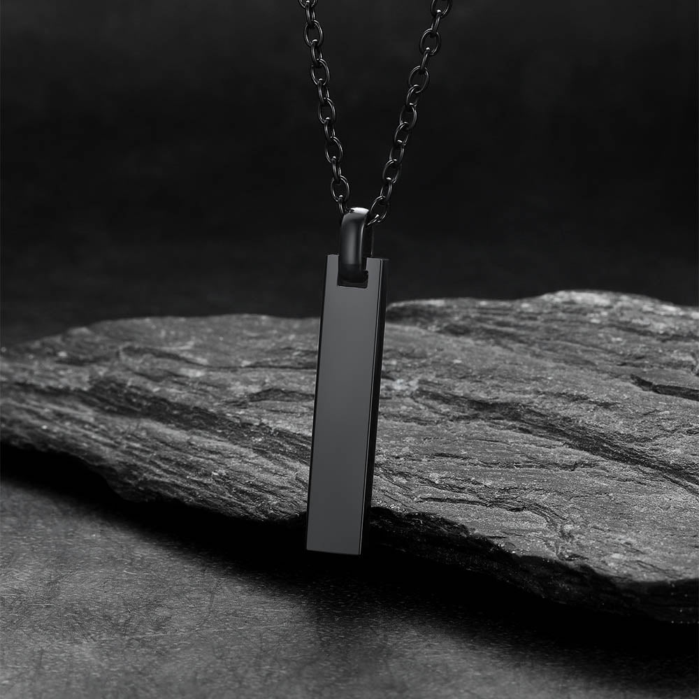 Custom Minimalist Engraved Vertical Bar Necklace for