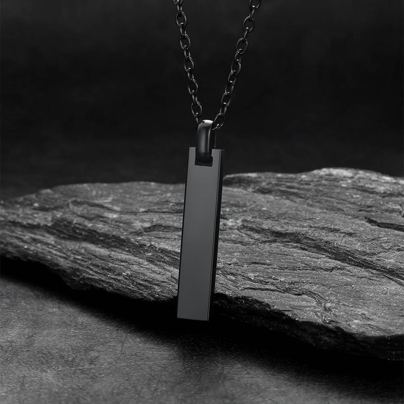 Custom Minimalist Engraved Vertical Bar Necklace for