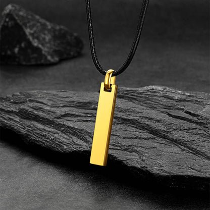 Custom Engraved Bar Braided Leather Necklace for