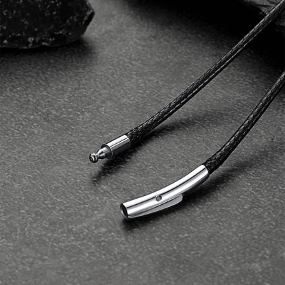 Custom Engraved Bar Braided Leather Necklace for