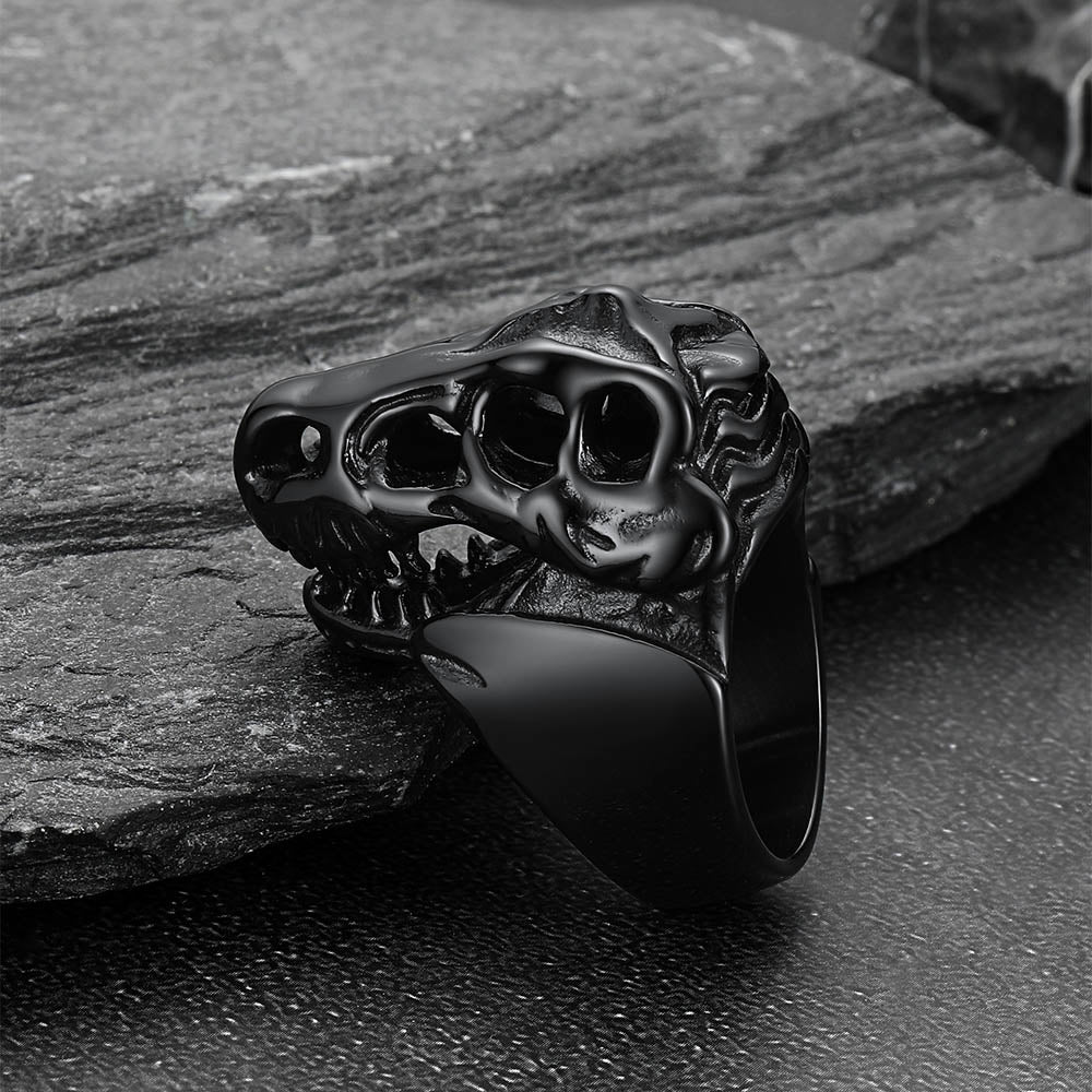 Biker Animal Chunky Dinosaur Head Stainless Steel Ring for