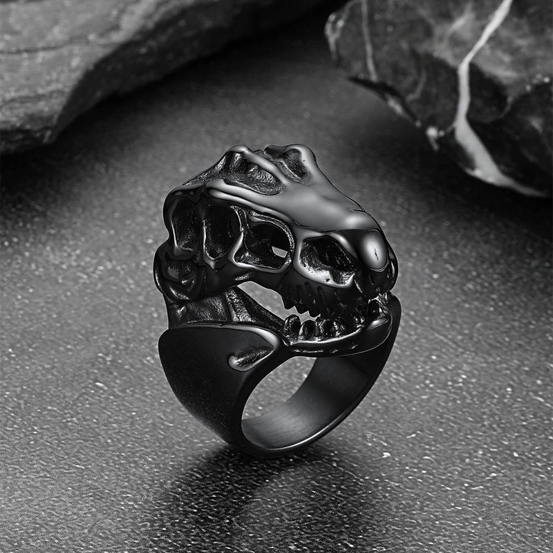 Biker Animal Chunky Dinosaur Head Stainless Steel Ring for
