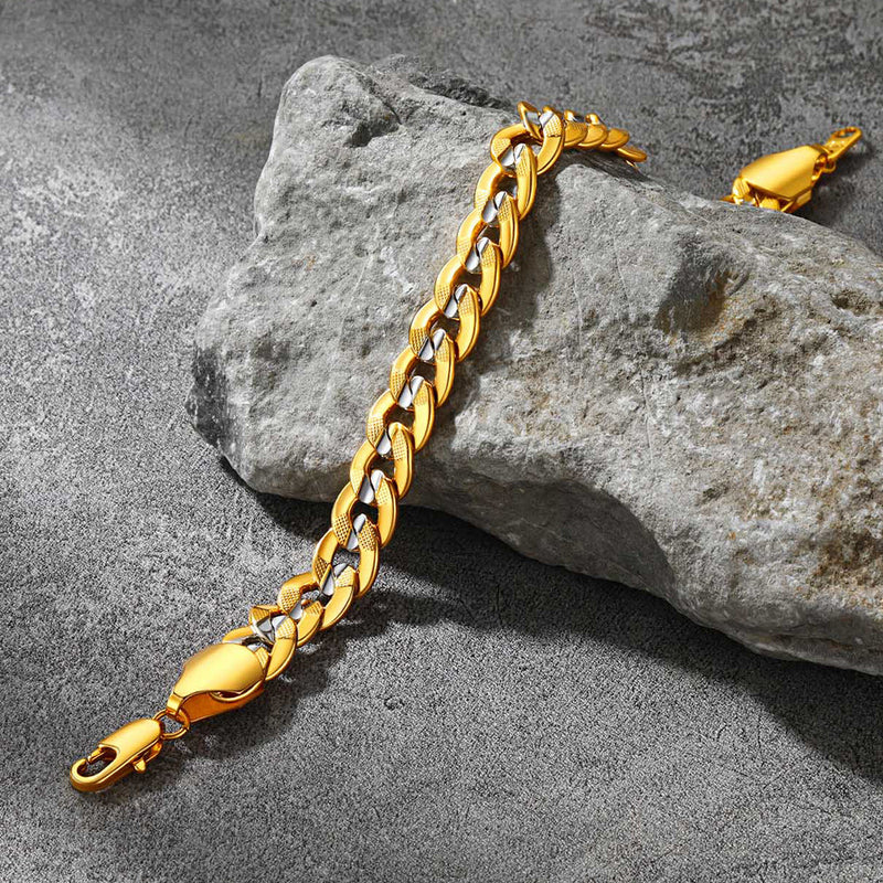 9mm Chunky Cuban Link Bracelet Two-tone Jewelry for