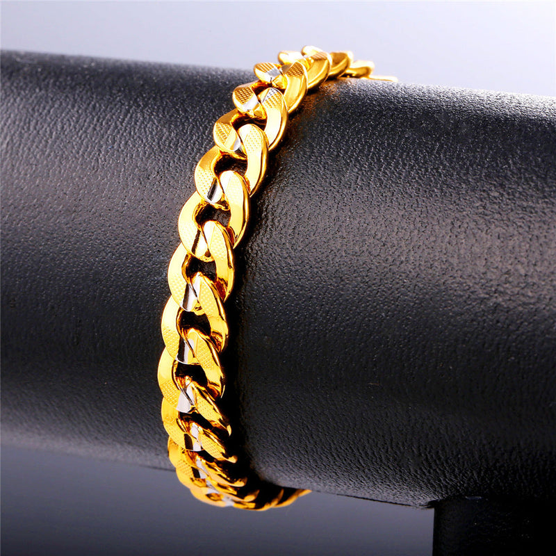 9mm Chunky Cuban Link Bracelet Two-tone Jewelry for