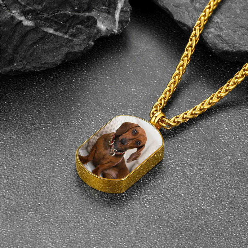 Customized Cremation Picture Urn Pet Ashed Dog Tag Necklace for Dog
