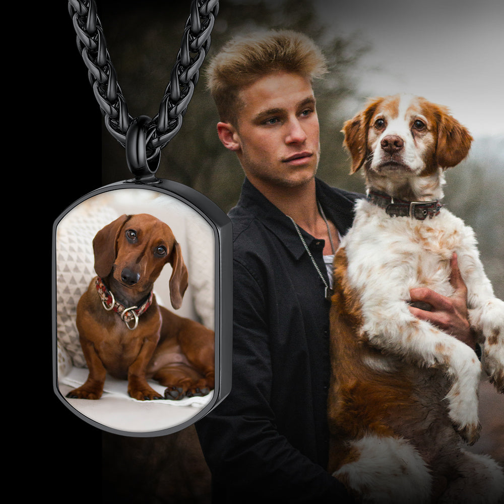 Customized Cremation Picture Urn Pet Ashed Dog Tag Necklace for Dog
