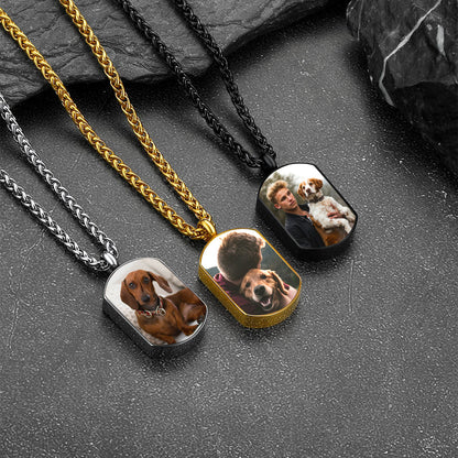 Customized Cremation Picture Urn Pet Ashed Dog Tag Necklace for Dog