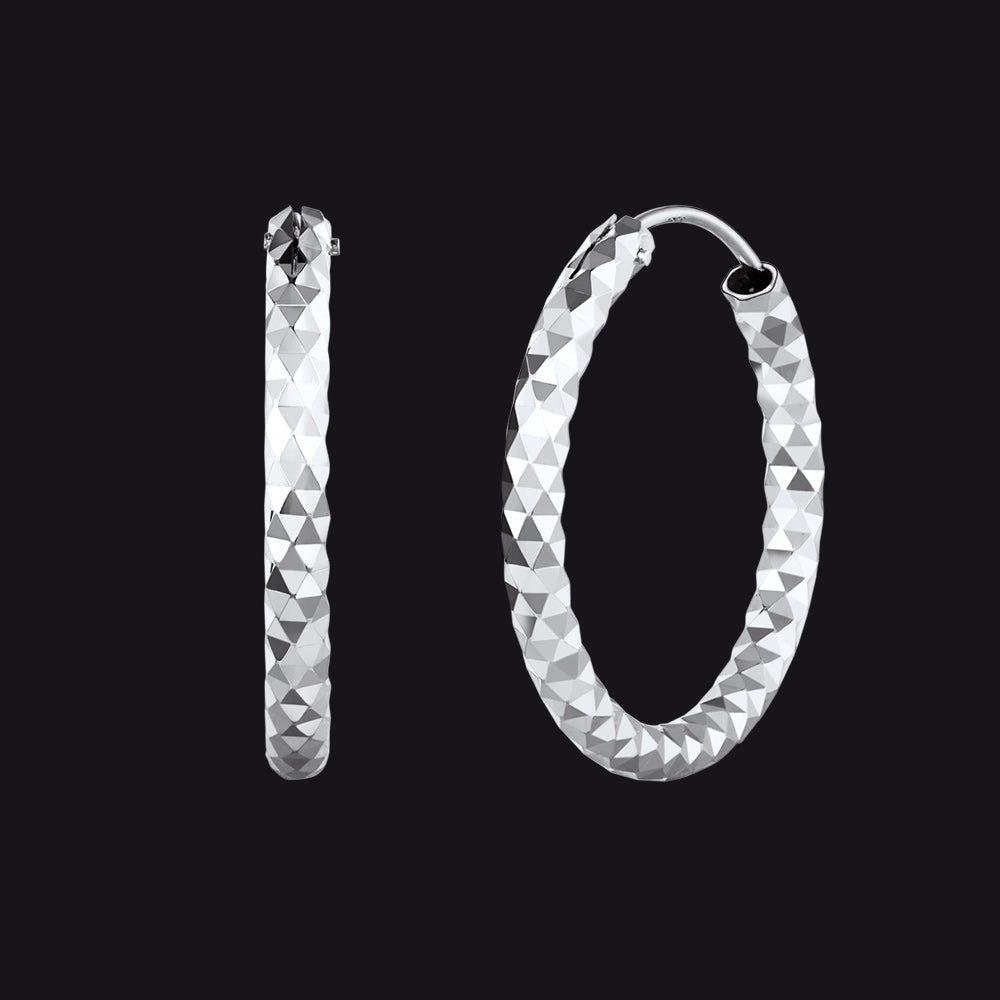 925 Sterling Silver 30/50/70mm Simple Hoop Earrings for