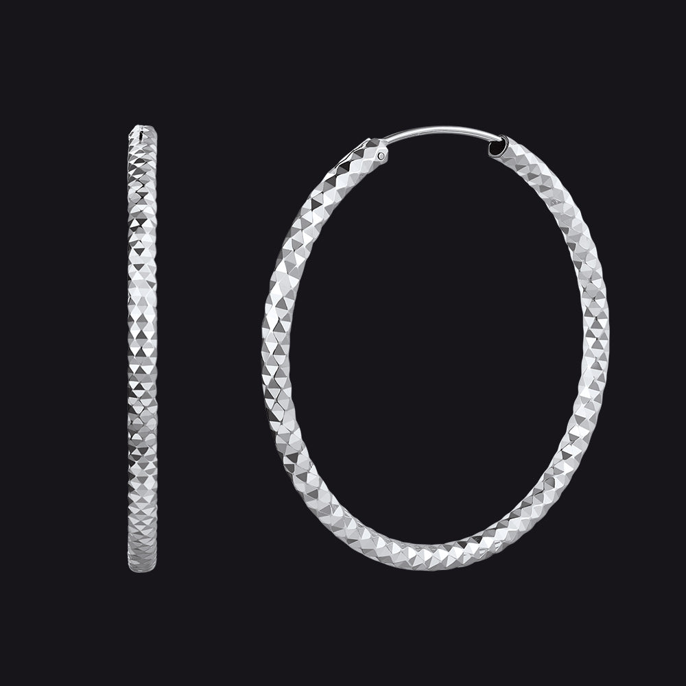 925 Sterling Silver 30/50/70mm Simple Hoop Earrings for