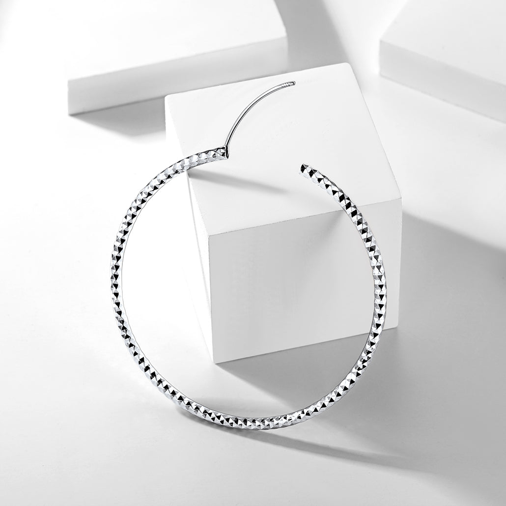 925 Sterling Silver 30/50/70mm Simple Hoop Earrings for