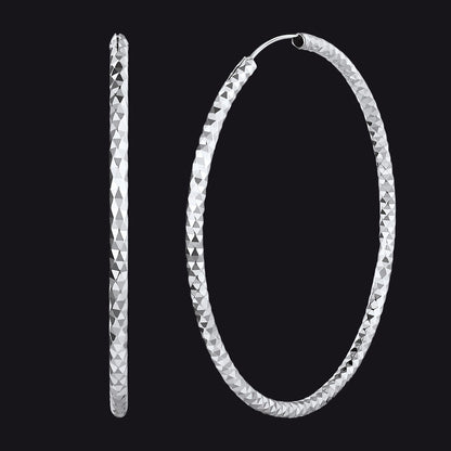 925 Sterling Silver 30/50/70mm Simple Hoop Earrings for