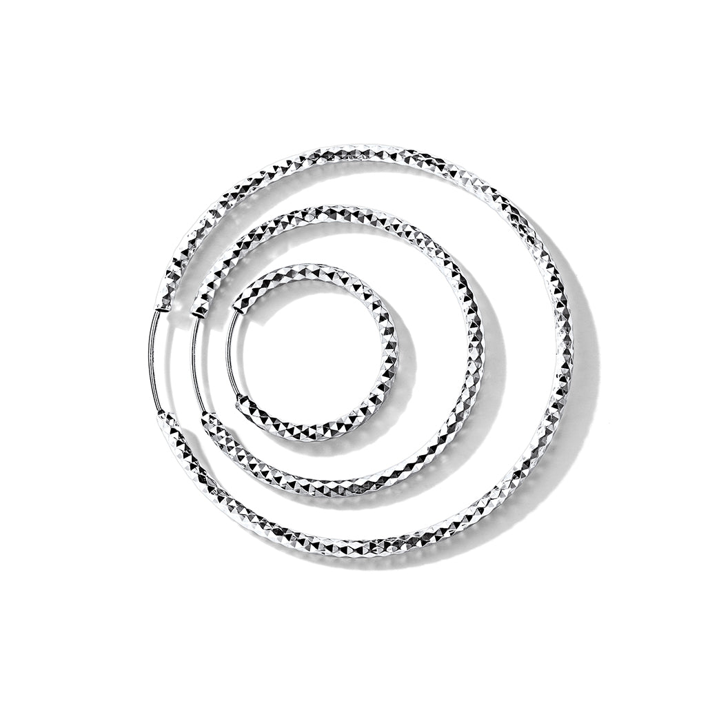 925 Sterling Silver 30/50/70mm Simple Hoop Earrings for