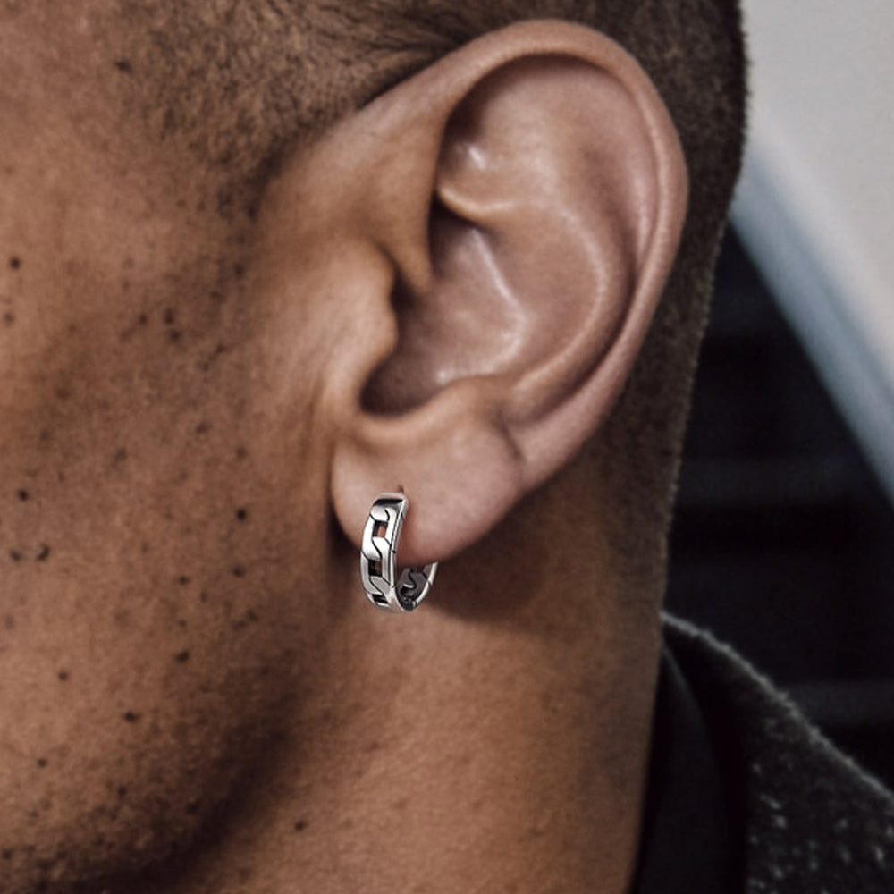 Chunky Cuban Chain Huggie Hoop Earrings for