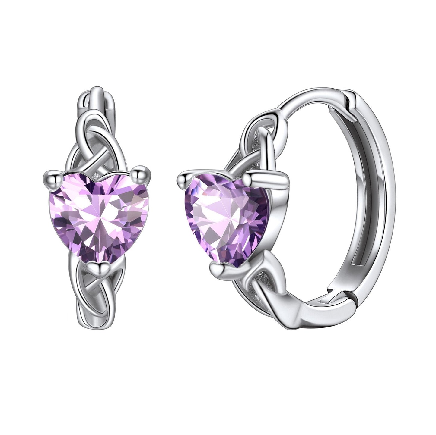 Sterling Silver Celtic Hoop Earrings With Birthstone for
