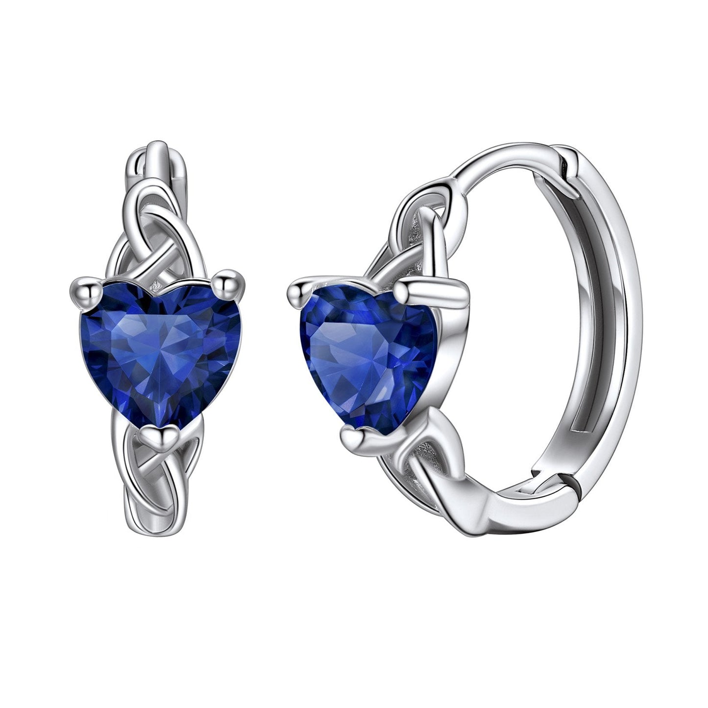 Sterling Silver Celtic Hoop Earrings With Birthstone for