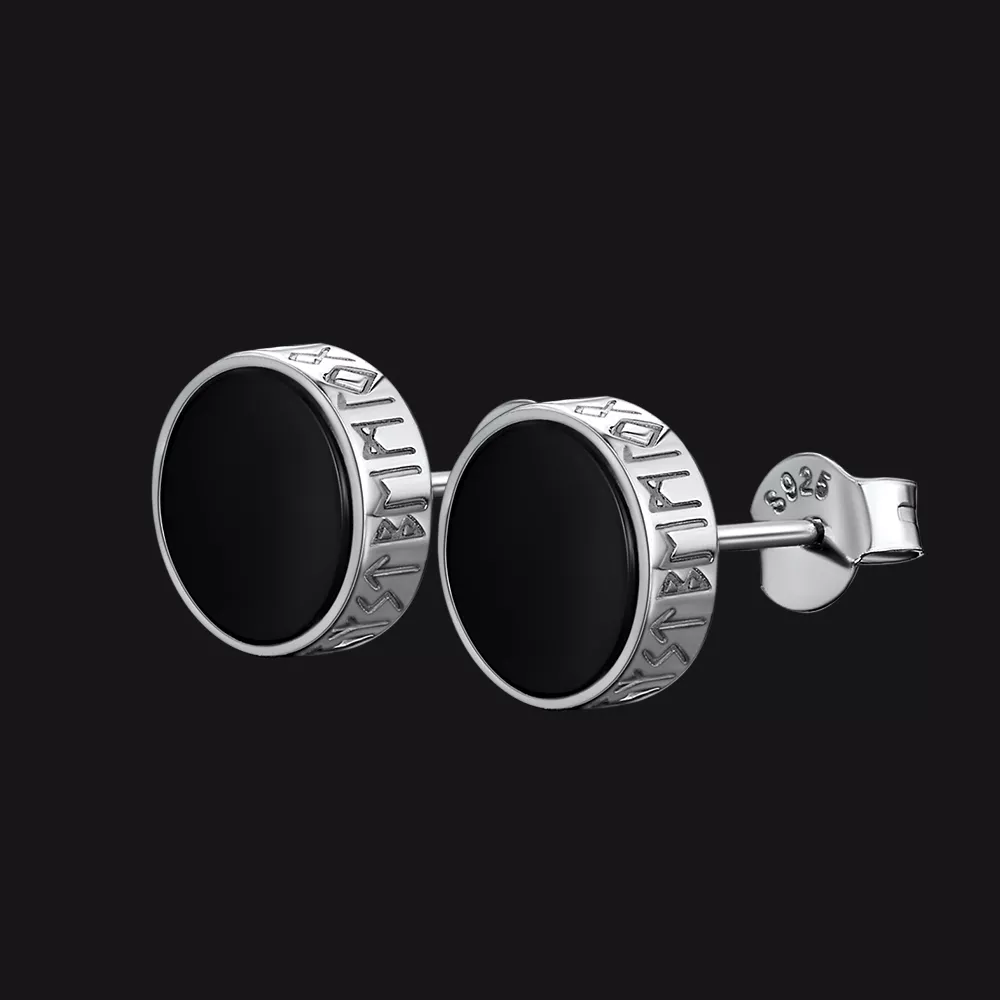 Black Onyx Diamond Stud Earrings for Sterling Silver