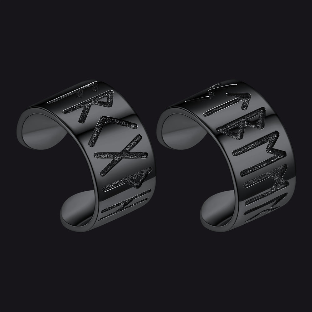 Norse Viking Runes Ear Cuff Earrings for in Sterling Silver