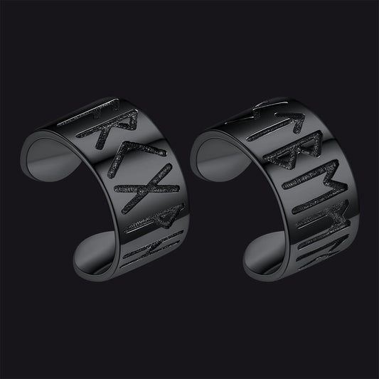 Norse Viking Runes Ear Cuff Earrings for in Sterling Silver